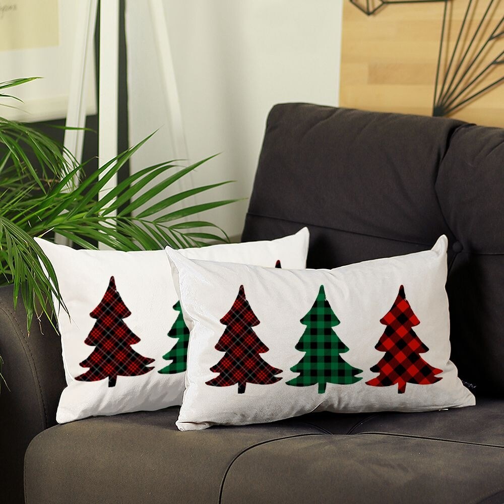 Christmas Tree Lumbar Printed Pillow Covers (Set of 2)