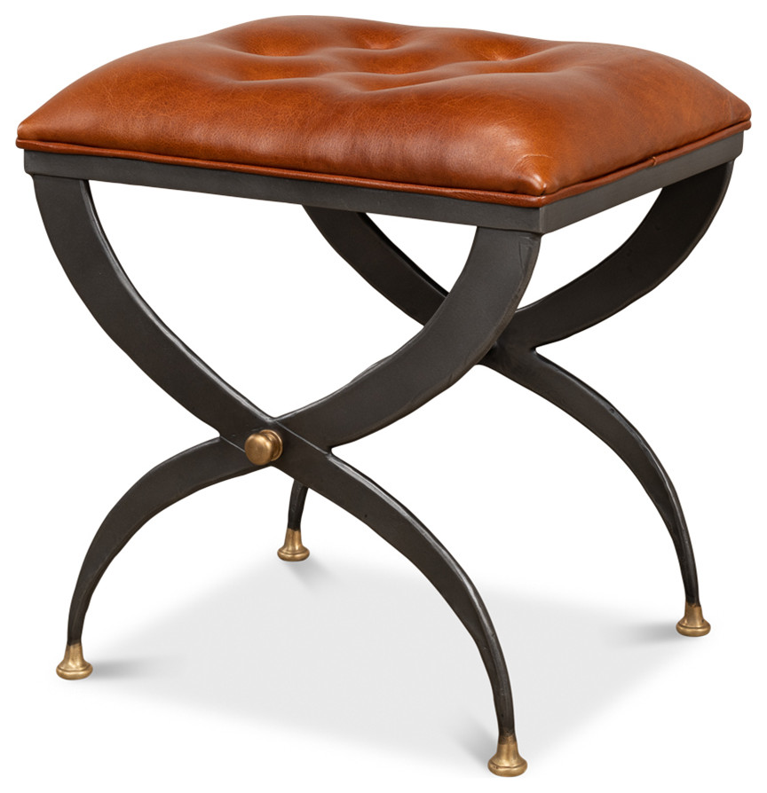 Modern Curule Stool   Traditional   Footstools And Ottomans   by English Georgian America  Houzz