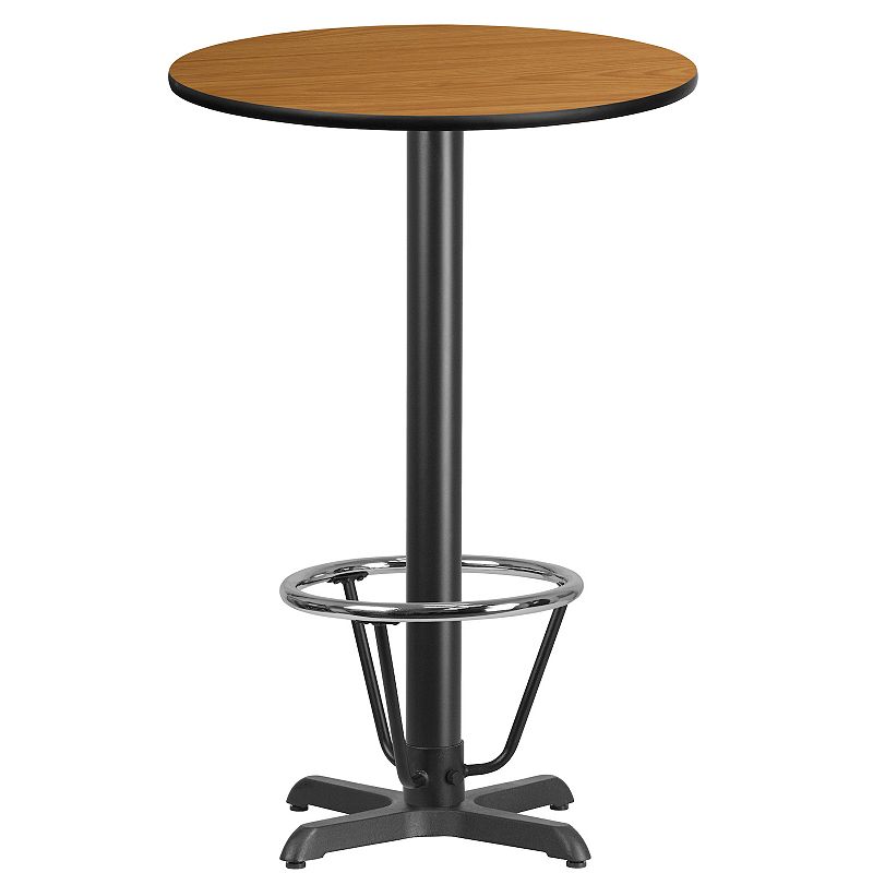 Emma and Oliver 24RD Black Laminate Bar Table Top-22x22 Base/Foot Ring