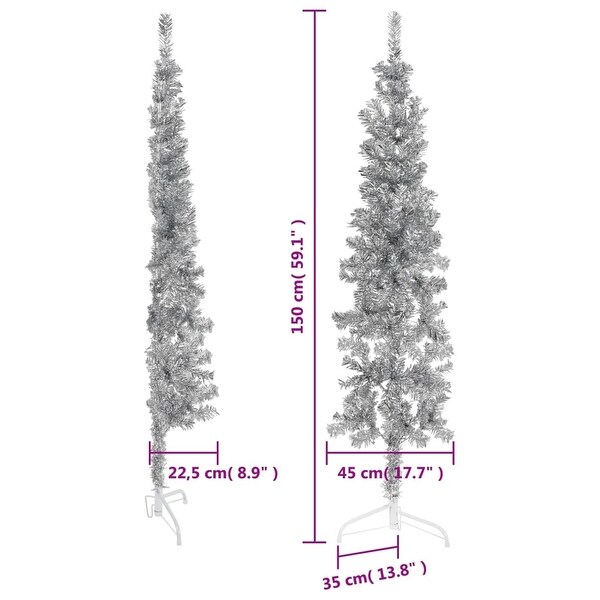 vidaXL Christmas Tree Decoration Slim Artificial Half Xmas Tree with Stand