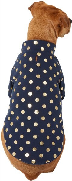 Frisco Gold Dotted Dog and Cat Jacket， Navy