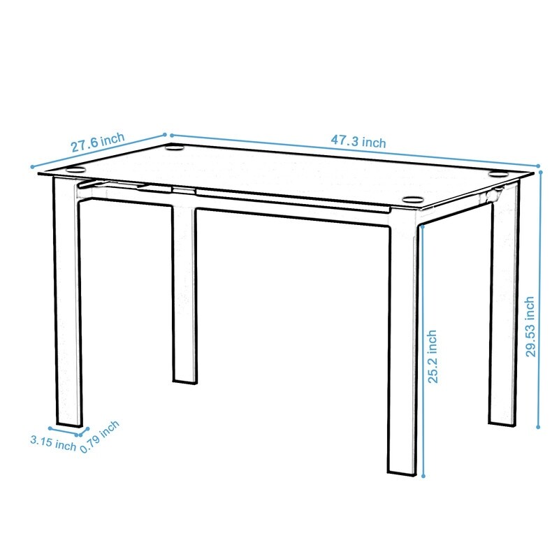 5 Piece Tempered Glass Dining Table Set for 4  Black