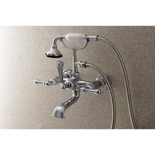 Kingston Brass Vintage 7 in. Center 3-Handle Claw Foot Tub Faucet with Handshower in Chrome HAE552T1