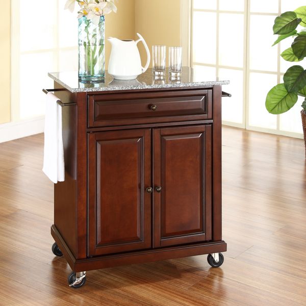 Compact Granite Top Kitchen Cart