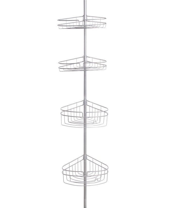 Kenney 4-Tier Spring Tension Shower Corner Pole Caddy with Razor Holder