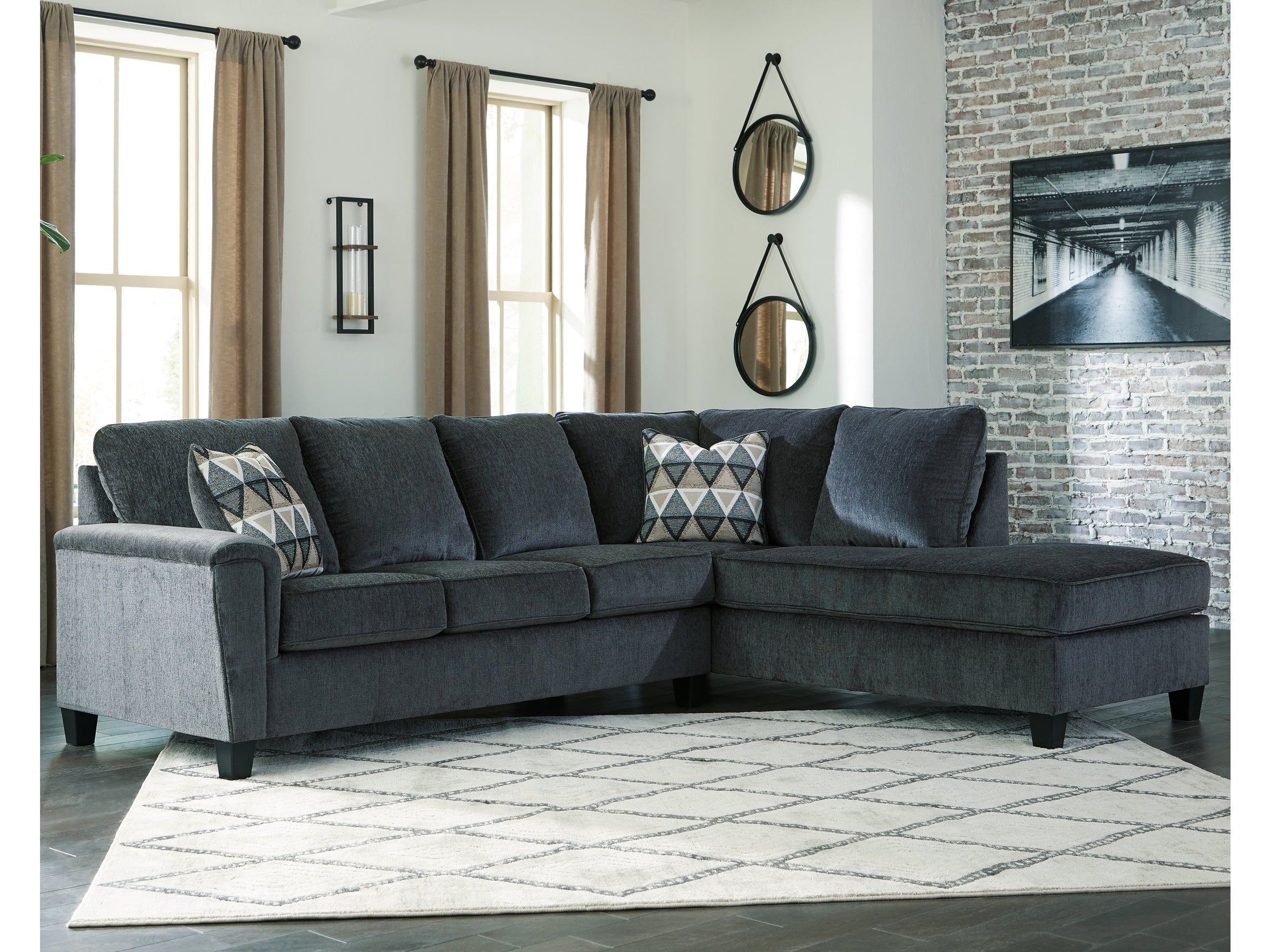 (Online Special Price) Abinger Smoke 2pc Sectional with Chaise