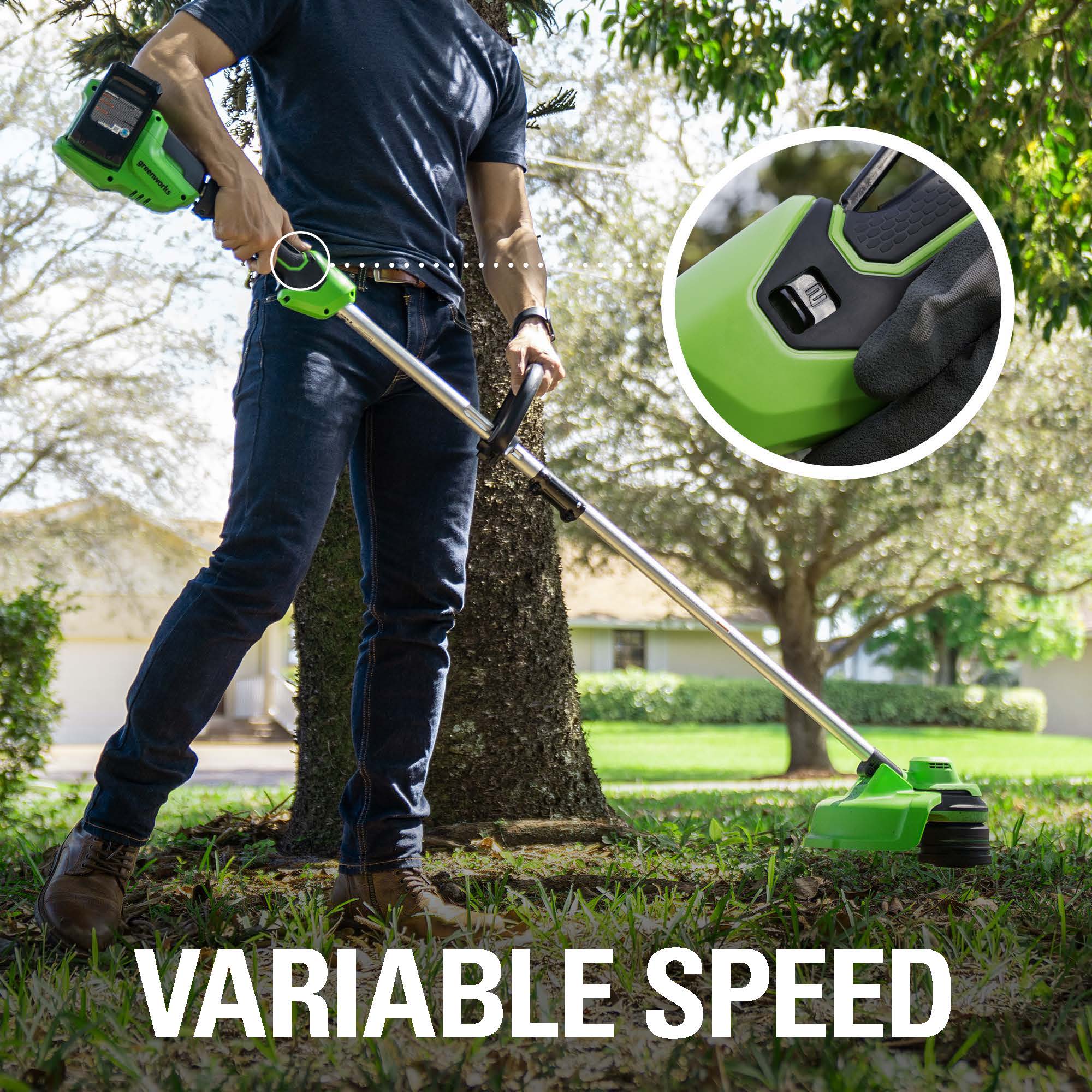 48V 15-Inch Cordless String Trimmer | Greenworks Tools