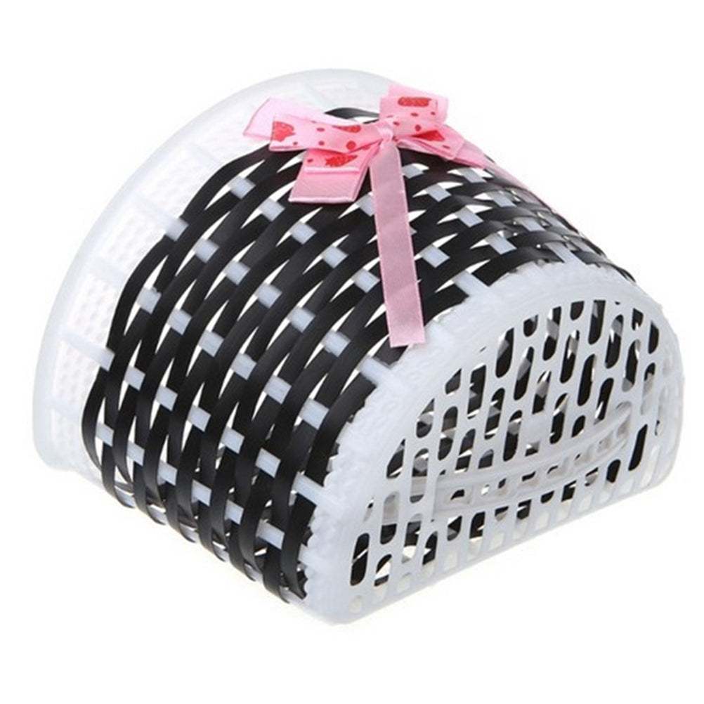 Hemoton Lovely Bike Basket Outdoor Knitted Bowknot Front Basket For Children Girl - Size S(Black)