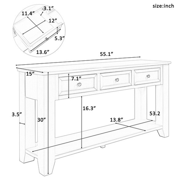 Console Table with 3 Drawers and 1 Shelf