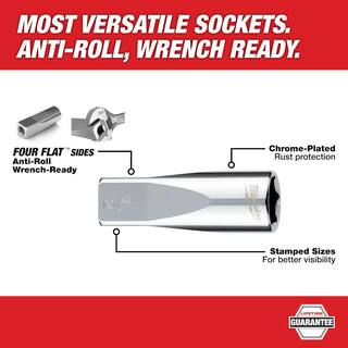 MW 38 in. SAE Low Profile 6-Point Sockets with FOUR FLAT Sides and 38 in. Drive Ratchet (11-Piece) 48-22-9403-48-22-9038