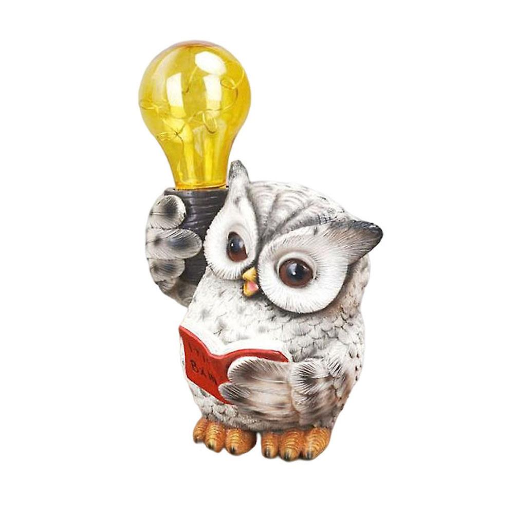 1pc Resin Owl Shape Solar Lamp Exquisite Garden Animal Decor Chic Lawn Adornment