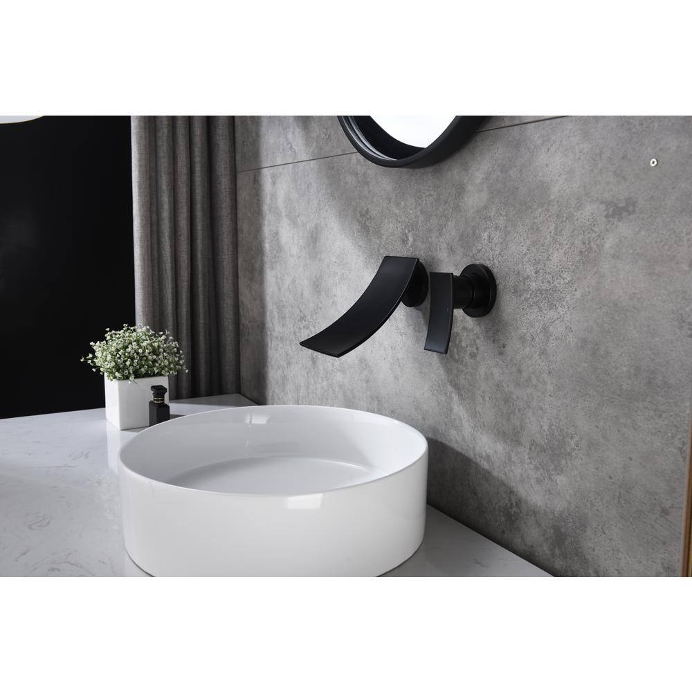 UKISHIRO Single-Handle Wall Mount Bathroom Faucet in Matte Black DT00JN211116008