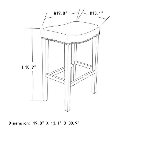 Barstool Bonded Leather 2 Pcs Set Bar Stool Wooden Legs Counter Stools