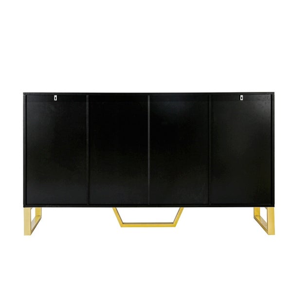 sideboard with Four Doors Metal Legs and Adjustable Shelves