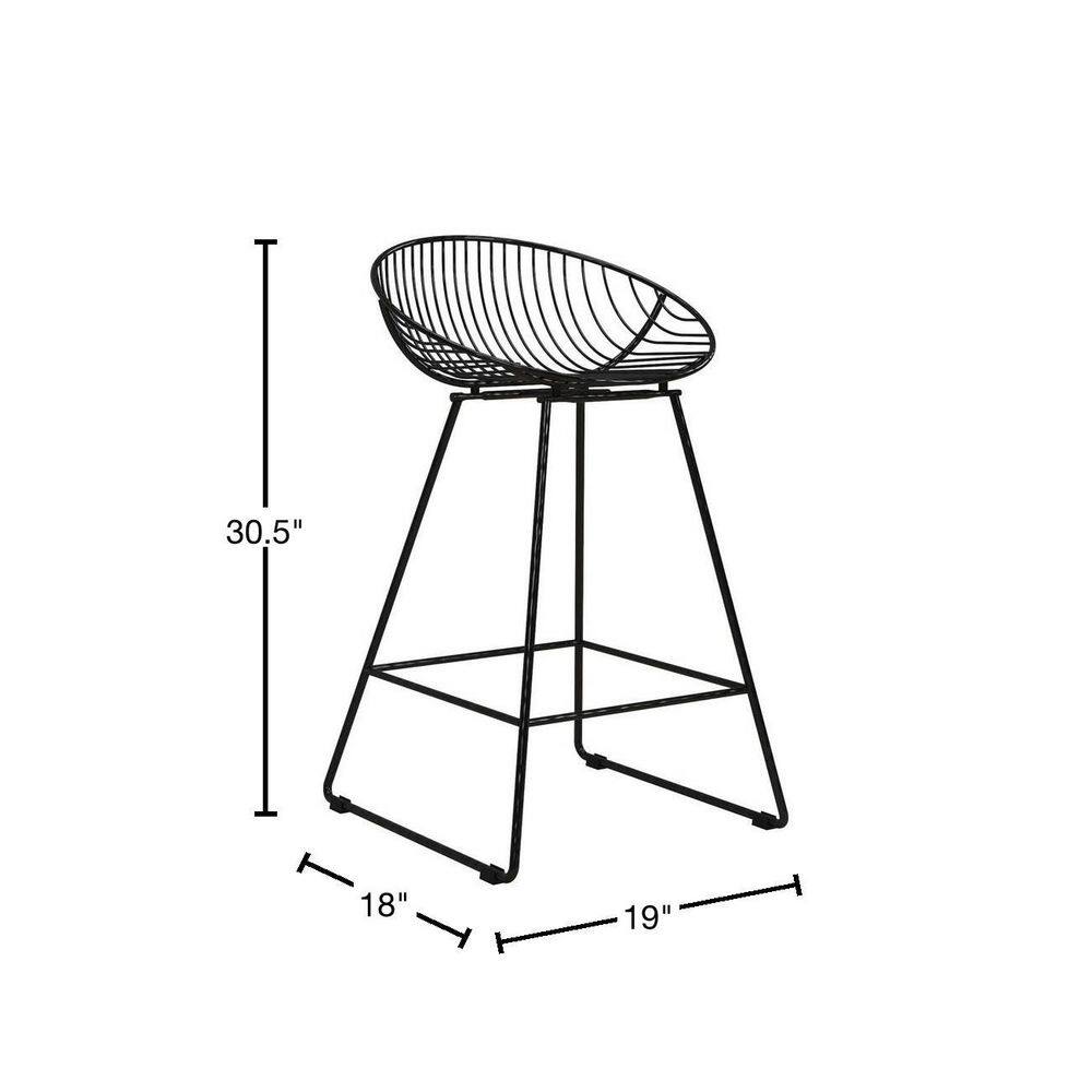 CosmoLiving by Cosmopolitan Ellis Black Metal Wire Counter Stool S020001