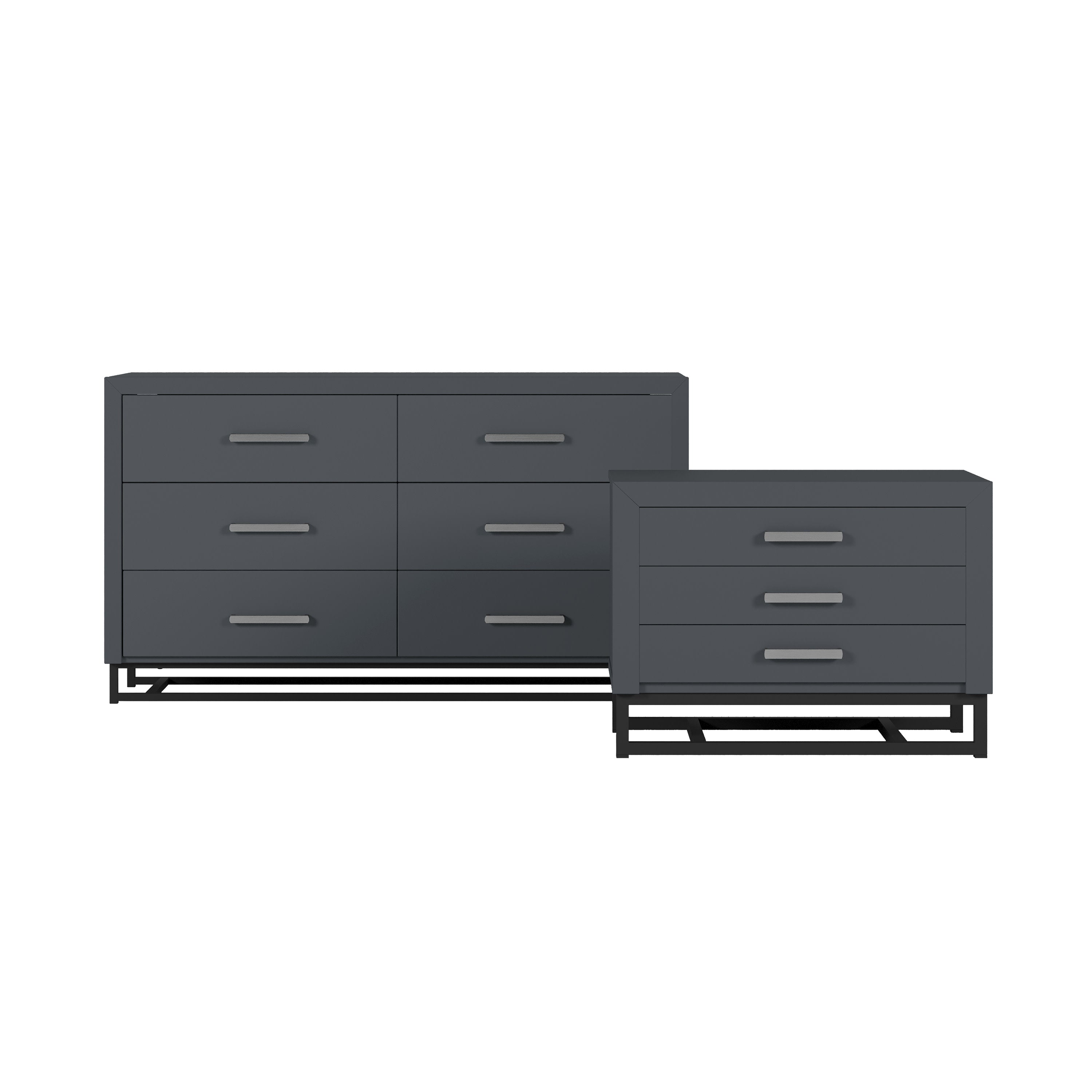 Borah Contemporary Faux Wood 2 Piece Double Dresser and Nightstand Bedroom Set