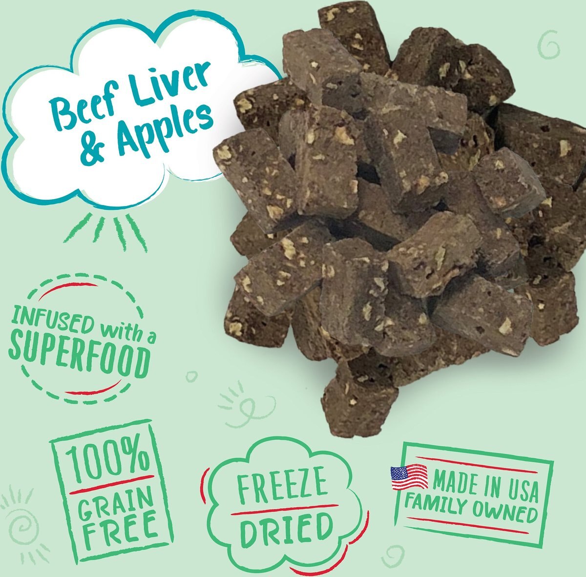 Charlee Bear Meaty Bites Beef Liver and Apples Grain-Free Freeze-Dried Dog Treats