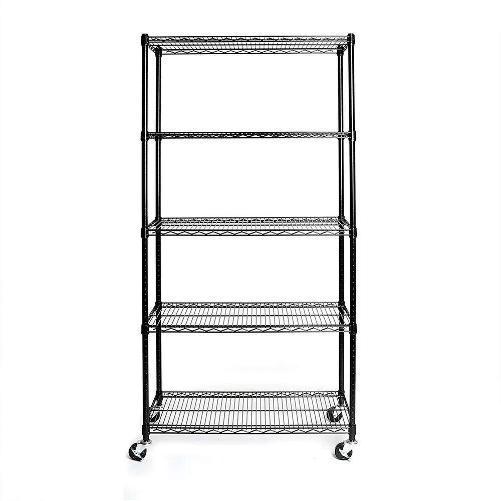 5 Tier NSF Certified Steel Wire Shelving with Wheels