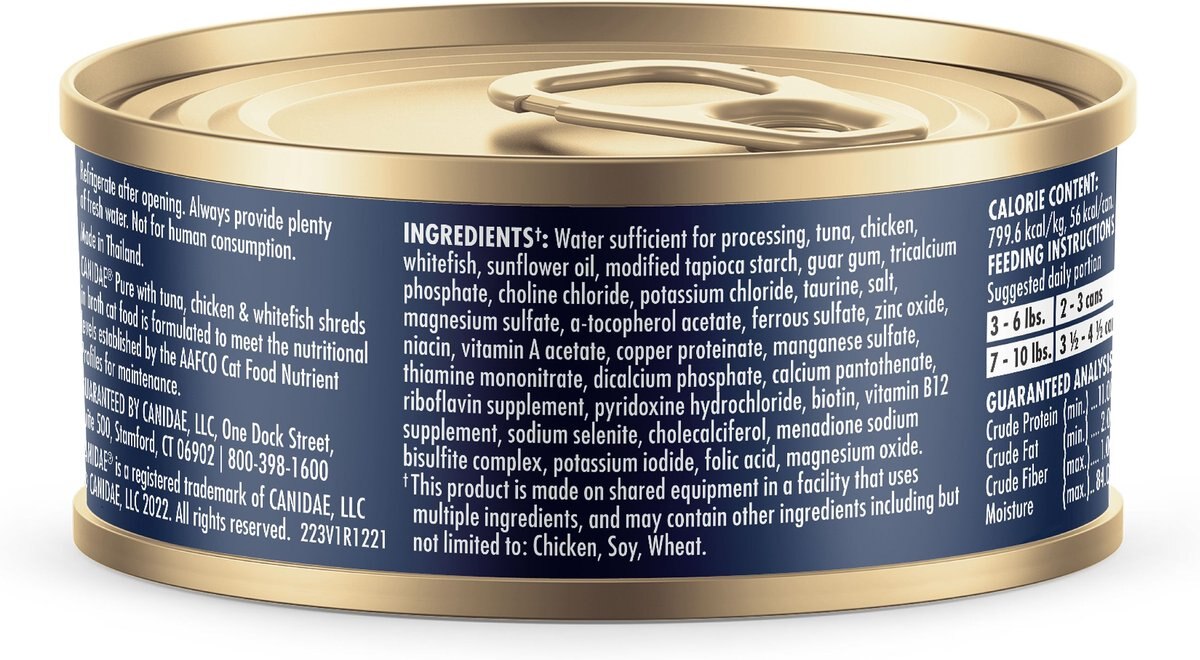 CANIDAE Adore Grain-Free Tuna， Chicken and Whitefish in Broth Canned Cat Food