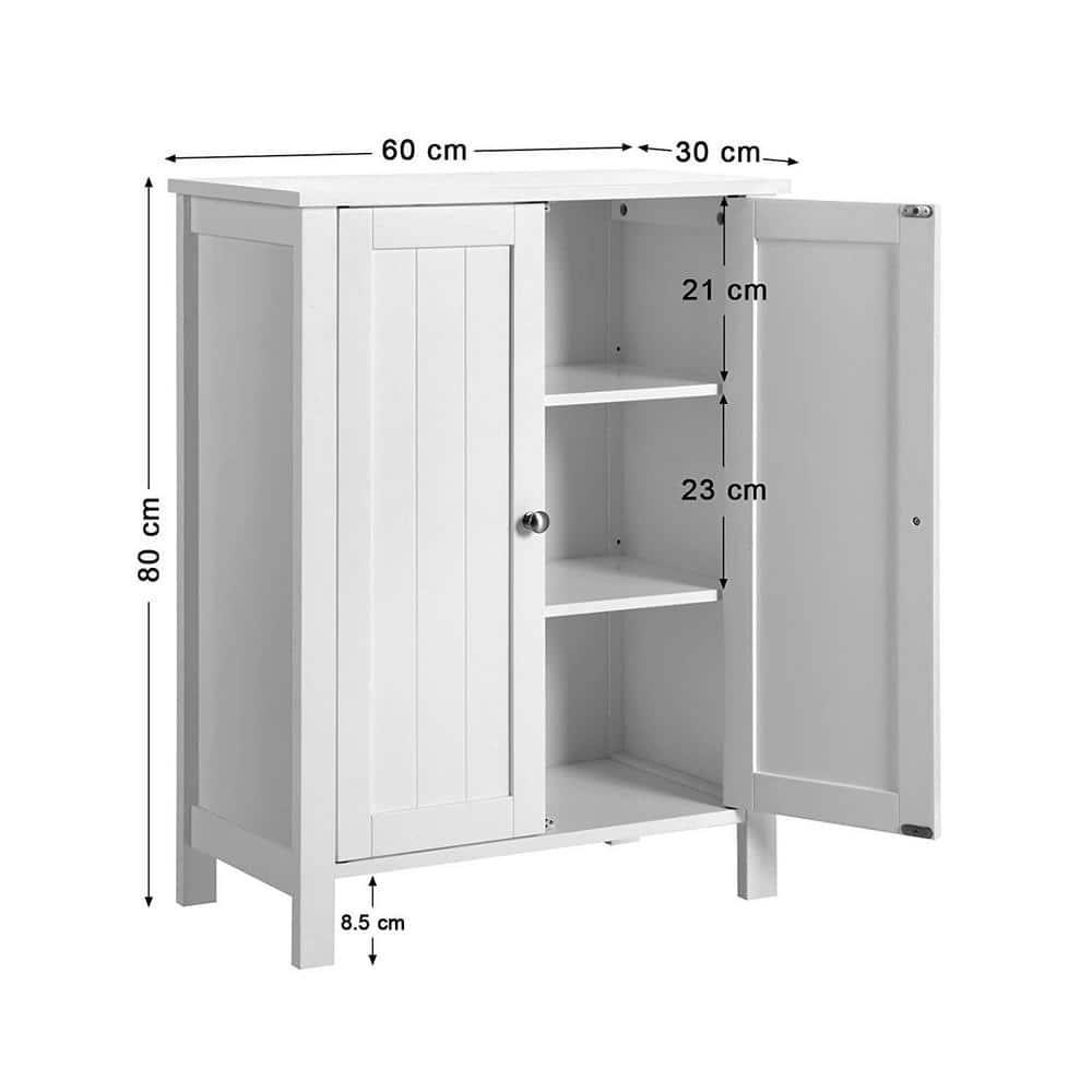 Nestfair 236 in W Bathroom Floor Storage Cabinet with Adjustable Shelf in White