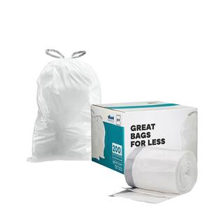 Plasticplace 18.5 in. x 28 in. 8 Gal. to 9 Gal. White Drawstring Garbage Liners Simplehuman Code H Compatible 200-Count (2-Pack) TRA170WH-2PK