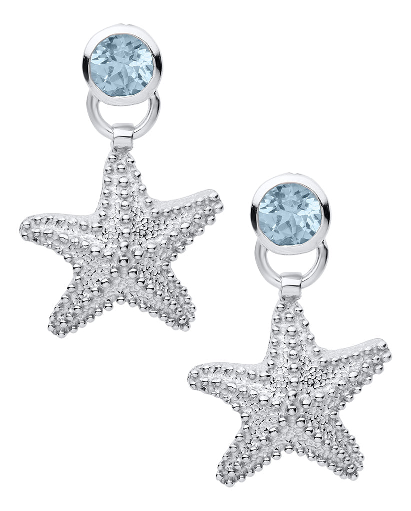 LeStage® Cape Cod  Sterling Sliver Starfish and Blue Topaz Earrings