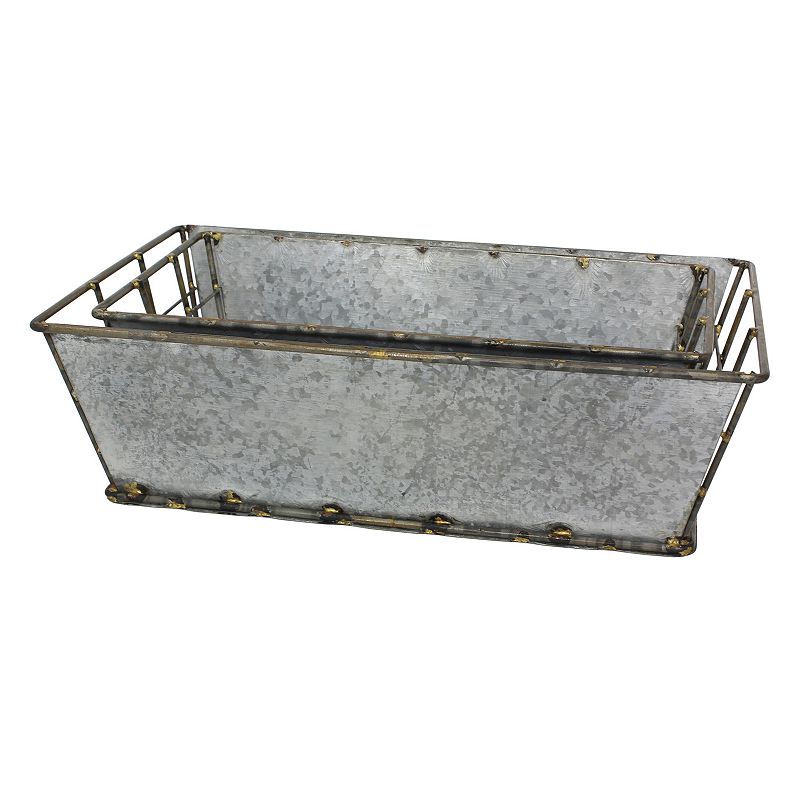 Stonebriar Collection Galvanized Metal Basket 2-piece Set