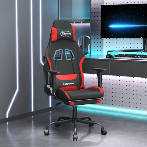 vidaXL Gaming Chair Computer Chair with Footrest Black and Light Gray Fabric   Massage Chairs   by vidaXL LLC  Houzz