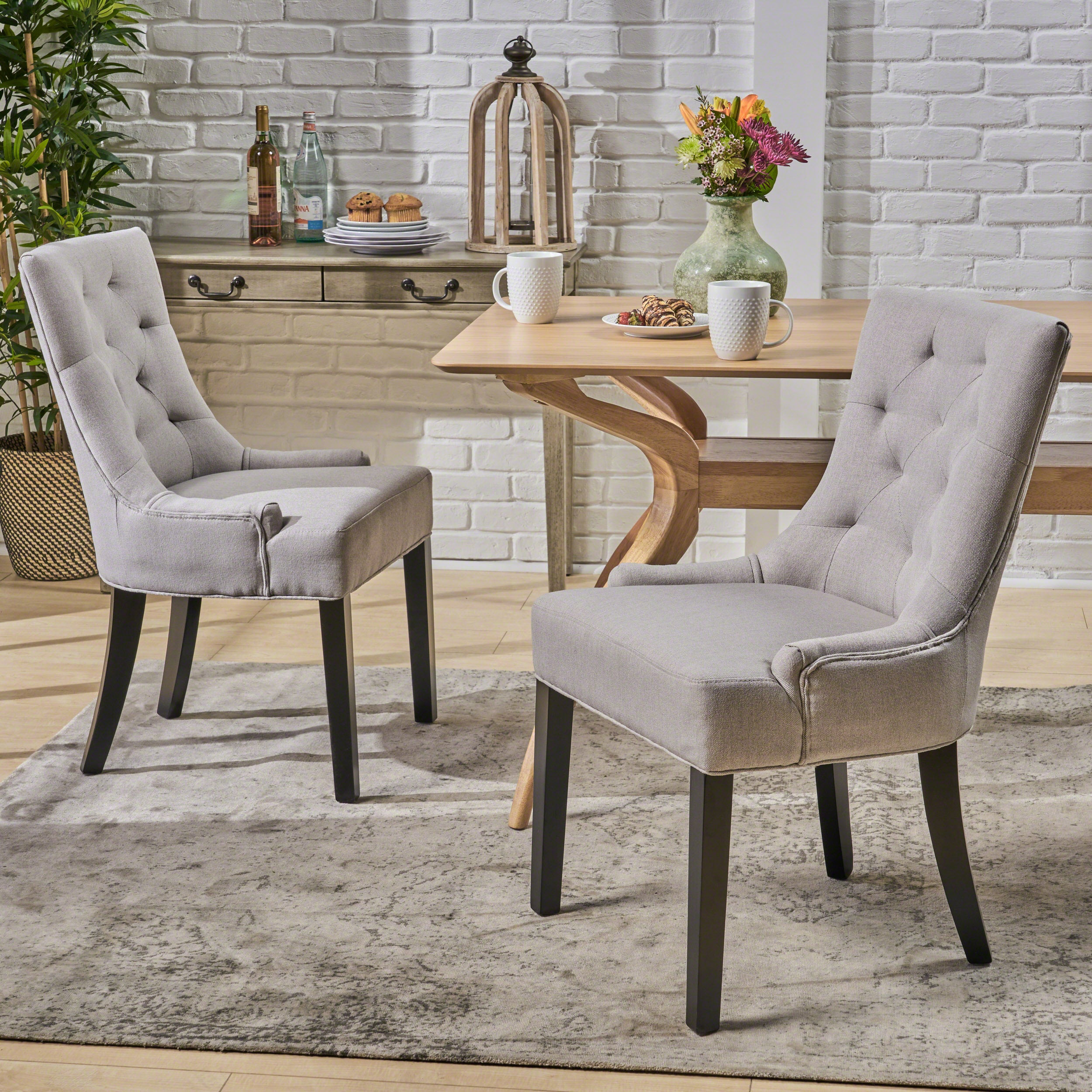 Stacy Tufted Fabric Dining Chairs (Set of 2)