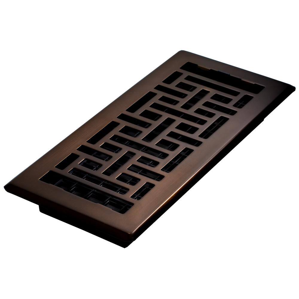 Decor Grates 4 in. x 10 in. Steel Floor Register Oil-Rubbed Bronze AJH410-RB