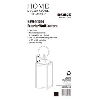 Home Decorators Collection Havenridge 3-Light Matte Black Hardwired Outdoor Wall Lantern Sconce with Clear Glass (1-Pack) KSZ1603AX-01MB