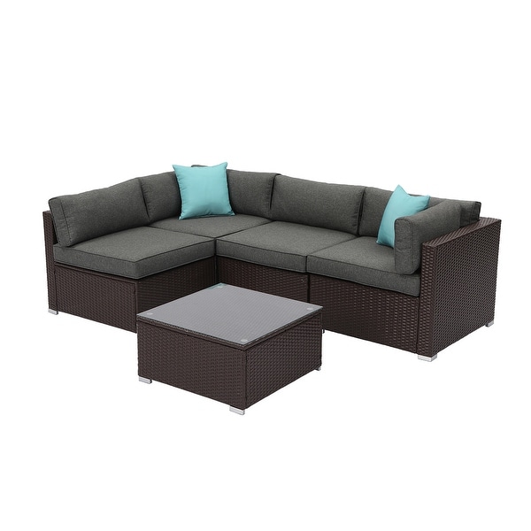 Cosiest 5piece Outdoor Patio Wicker Furniture Set with Coffee Table