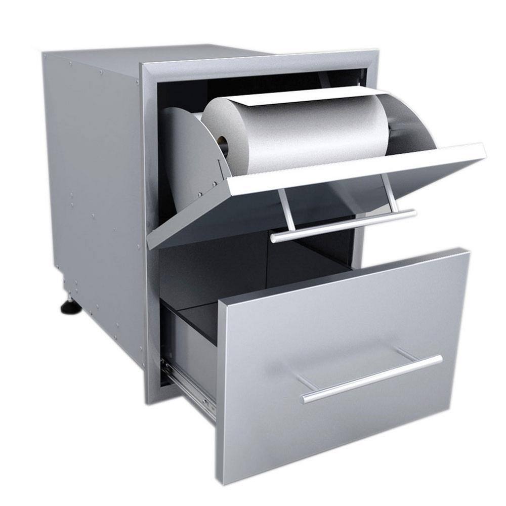 Sunstone Designer Series Raised Style 18 in. 304 Stainless Steel Paper Towel Drawer Combo DE-DPCF23