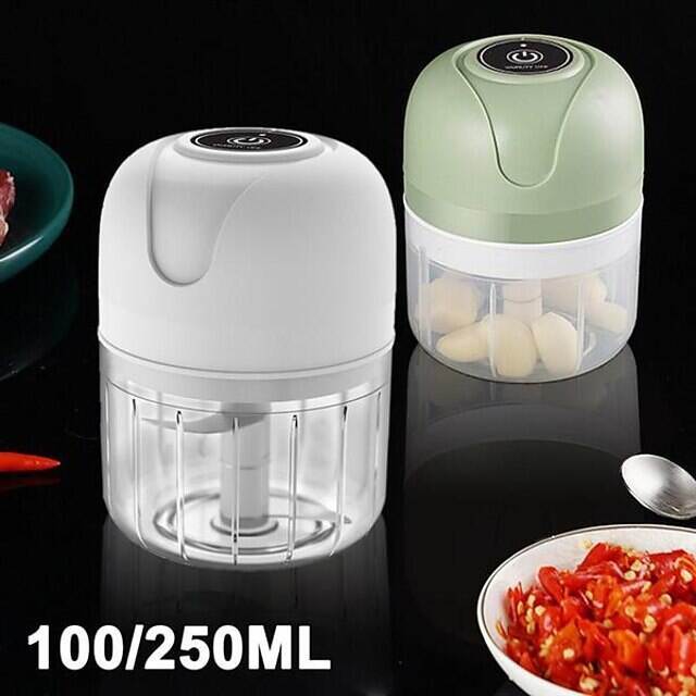 100/250ml Electric Mini USB Garlic Masher Wireless Garlic Grinder Press Mincer Vegetable Chili Meat Grinder Food Chopper Kitchen Tools