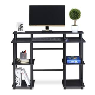 Furinno 45 in. Rectangular EspressoBlack Computer Desk with Open Storage 17045EXBK