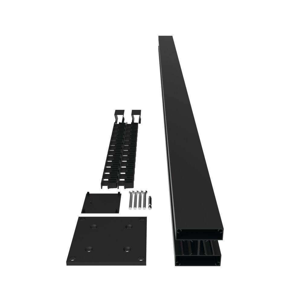 Barrette Outdoor Living 3 in. x 3 in. x 70.685 in. Mixed Materials Matte Black Line Fence Post with Surface Mount Kit 73047087