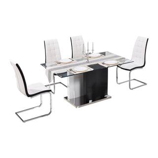 Best Master Furniture Veta 5-Piece White Rectangular Dining Set ME02W5