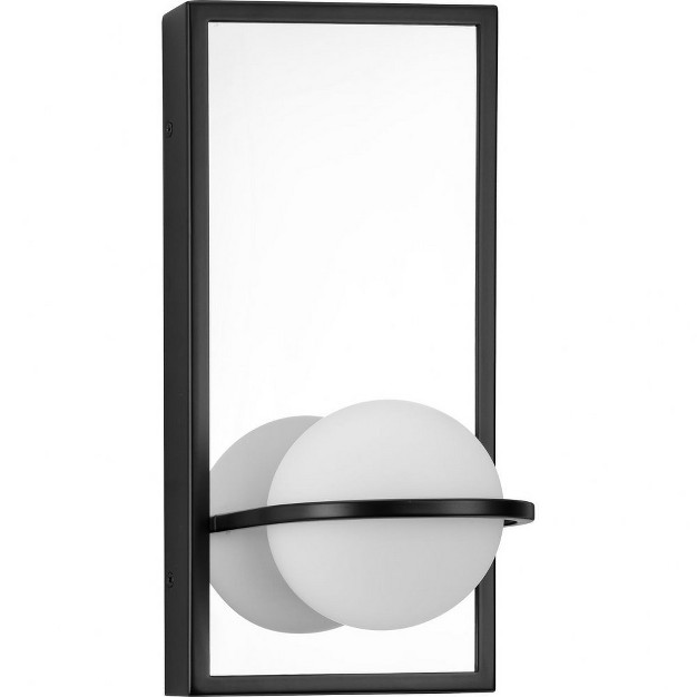 Progress Lighting Pearl 1 light Wall Sconce Matte Black Etched Opal Glass