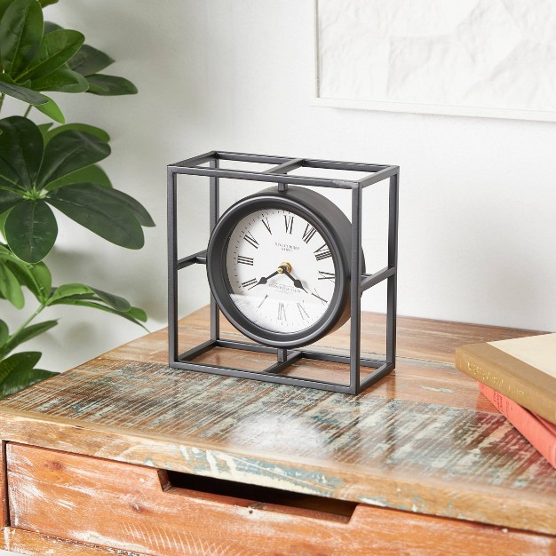 Metal Geometric Clock With Open Square Frame Black Olivia amp May