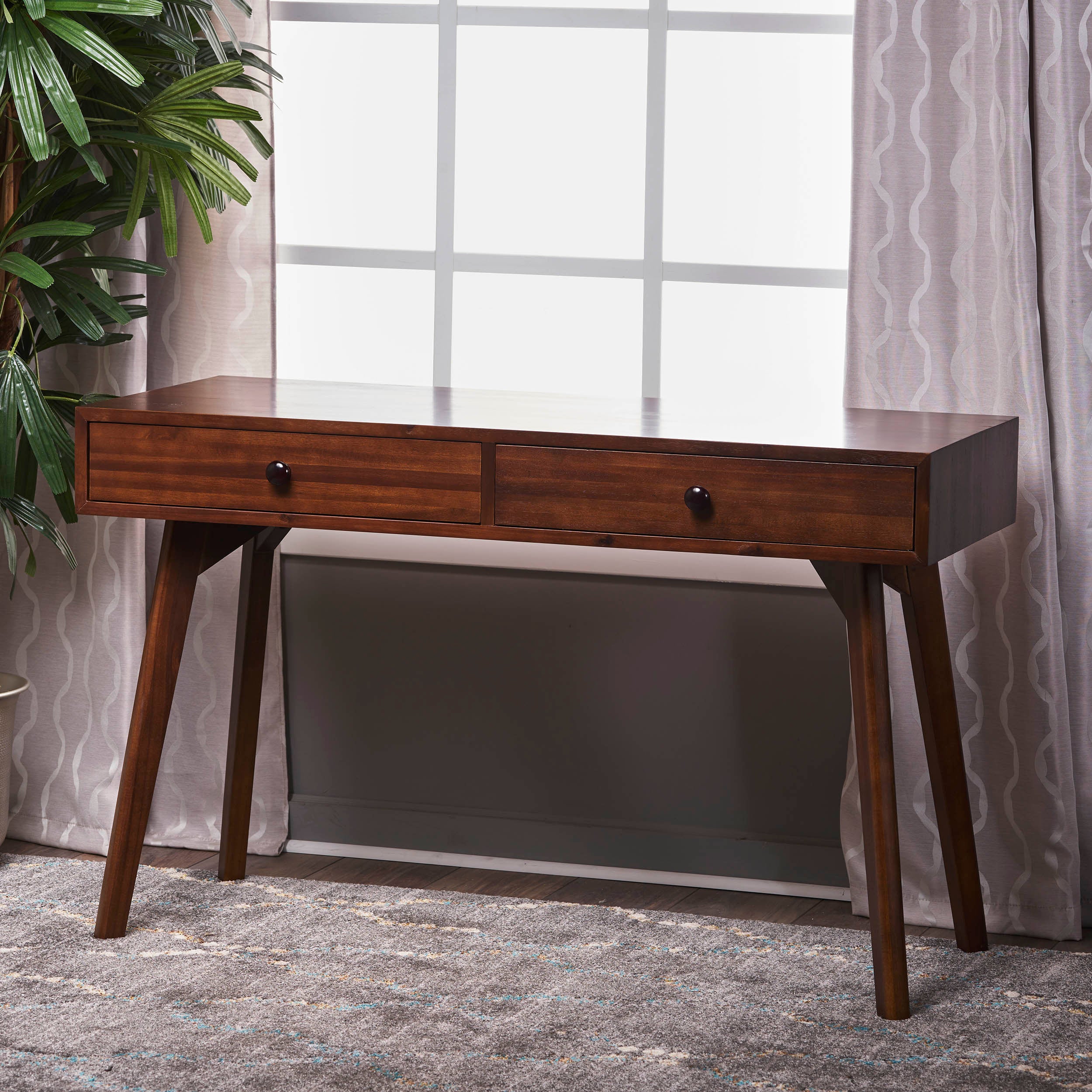 Jushwo Walnut Finished Acacia Wood Console Table