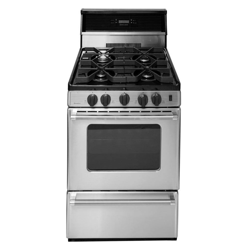 Premier ProSeries 24 in. 2.97 cu. ft. Freestanding Gas Range with Sealed Burners in Stainless Steel P24S3402PS