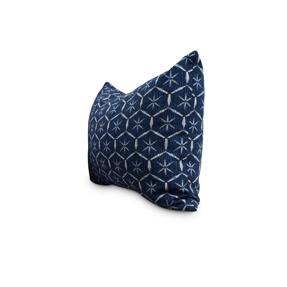 Tufted 14 x20 inch Navy Blue Abstract Decorative Outdoor Pillow