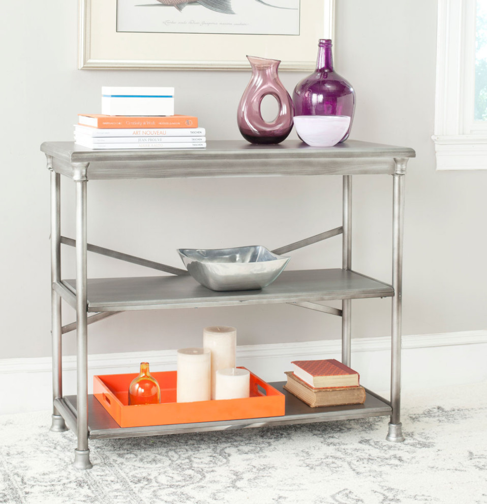 Neptune Medium Bookcase Dark Silver   Transitional   Bookcases   by AED Luxury Home Decor  Houzz