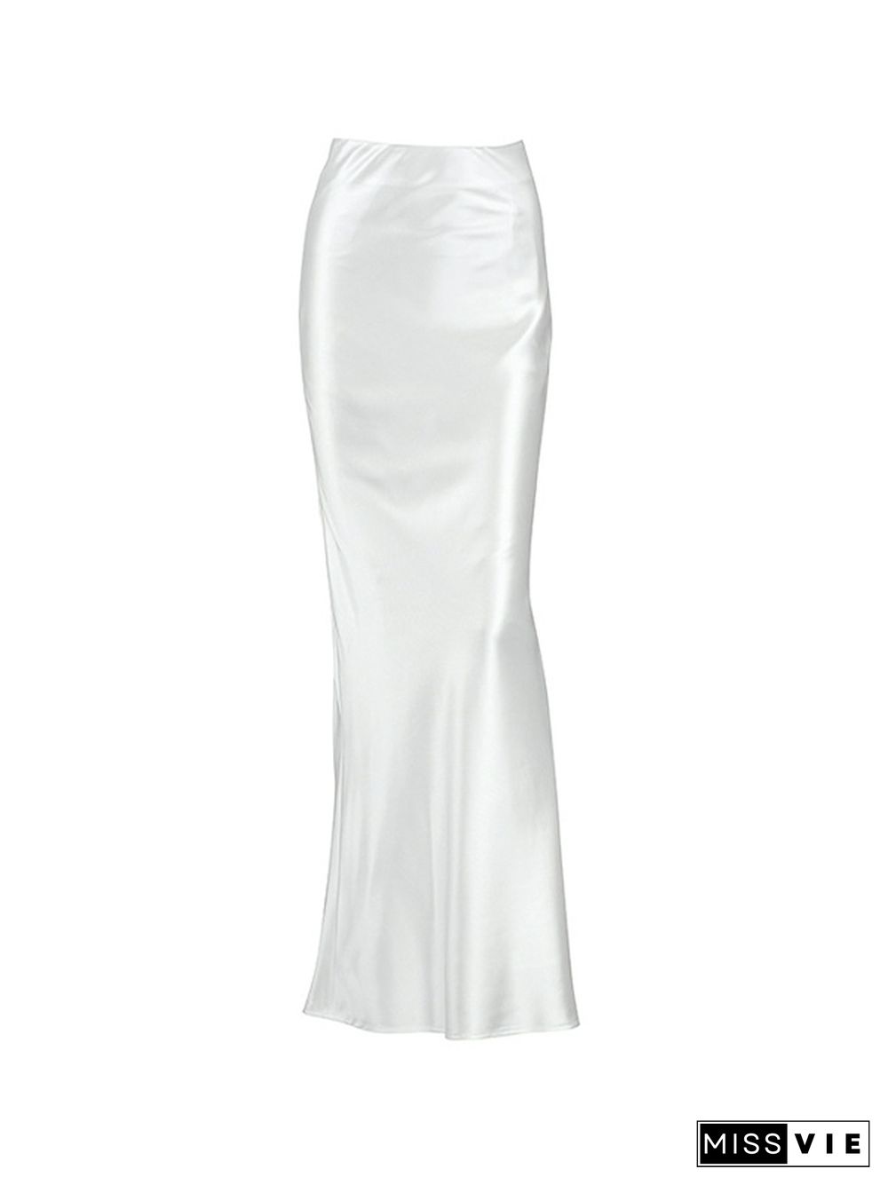 Solid Satin High Rise Mermaid Maxi Skirt