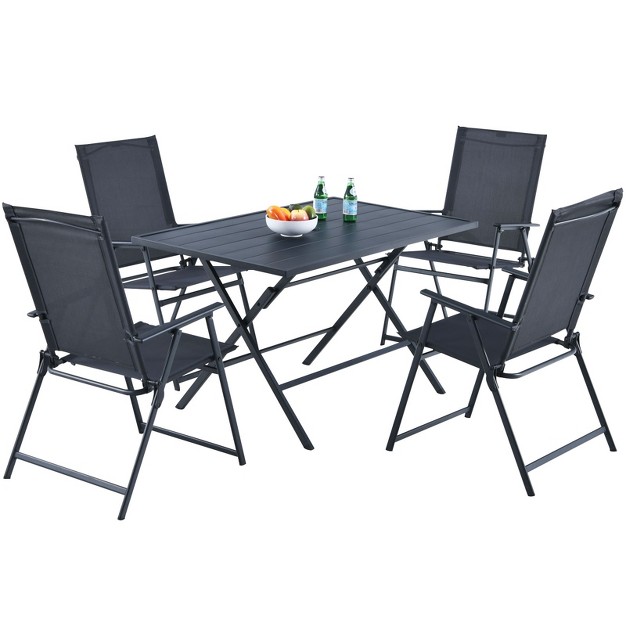 Tangkula 5 Pcs Patio Dining Furniture Set Outdoor Table amp Chair Set W folding Table