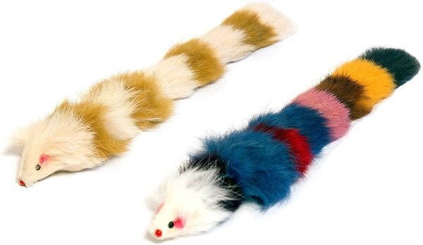 Iconic Pet Fur Weasel Squeaky Chaser Cat Toy