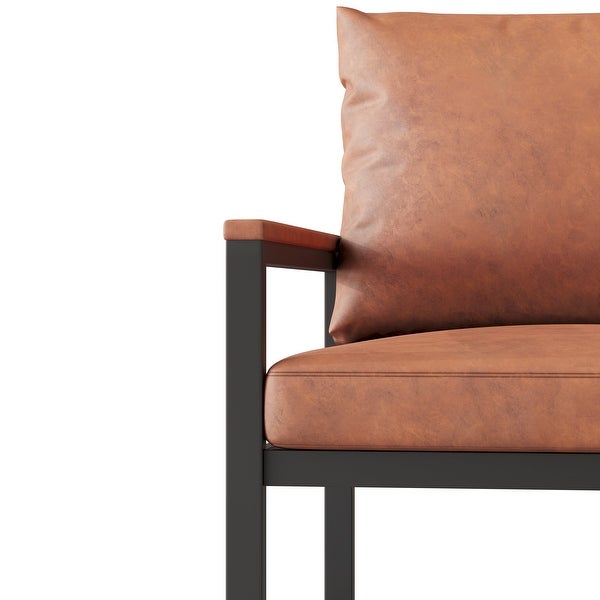 Modern Faux Leather Accent Chair with Black Powder Coated Metal Frame