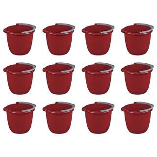 Sterilite Large 10 Qt. Easy Pour Spout PailsBucketsTubs with Comfy Grip Handle Red (12-Pack) 3 gal. Bucket Capacity 12 x 11205812