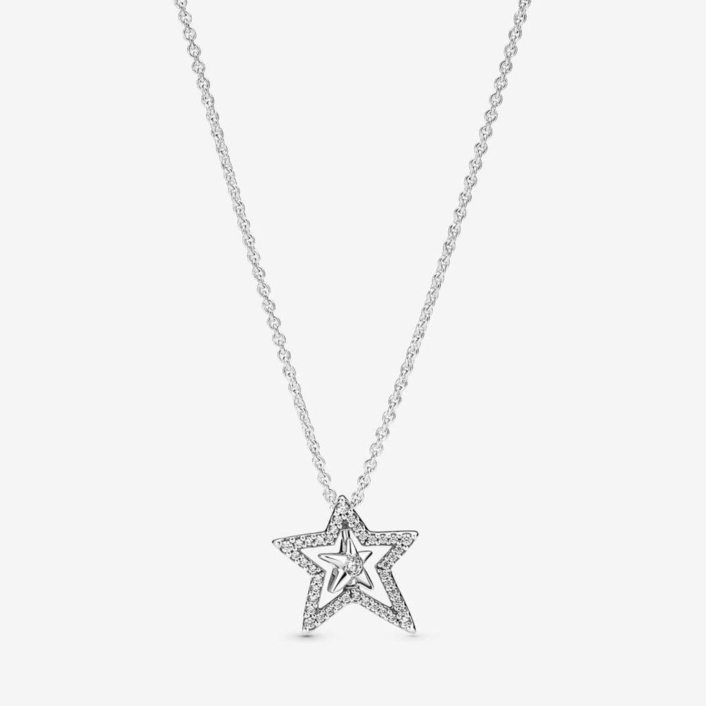 PANDORA  Pavé Asymmetric Star Collier Necklace - 17.7