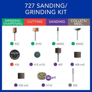 Dremel 200 Series 1.15A Dual Speed Corded Rotary Tool Kit w15 Accys 1 Attachment+31-Pc Sanding and Grinding Rotary Accy Kit 200-125+727-01